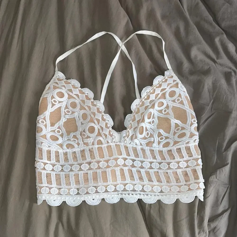 White lace mesh corset bralette - Picture 1 of 6